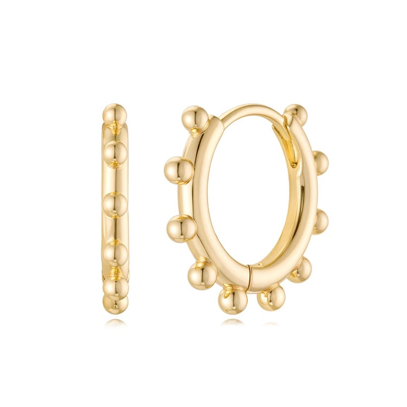 MYEARS Women Sun Earrings Gold Huggie Bead Hoop 14K Small Simple Hypoallergenic Everyday Jewelry 1 - Image 1